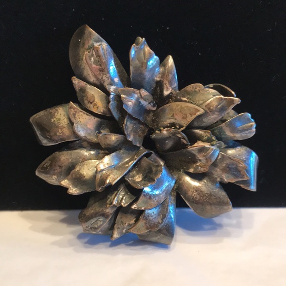 BRUTALIST LARGE METAL FLOWER VINTAGE LATE 1940s - Picture 9 of 10